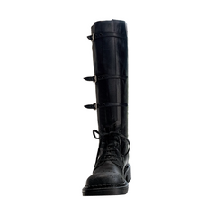 Lace Up Biker Knee High Boots