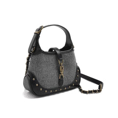 Metal Lock Studded Cross Body Bag