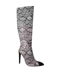 Printed Knee High Heel High Boots