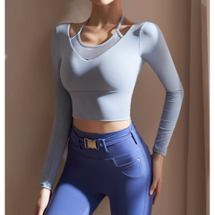 Yoga Pilates Double Layers Fitted Fitness Top