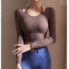 Yoga Pilates Double Layers Fitted Fitness Top