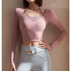Yoga Pilates Double Layers Fitted Fitness Top