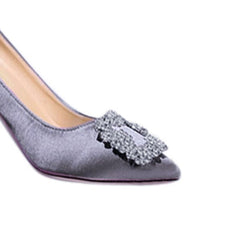 Diamante Embellished Satin High Heel Pumps - 10cm