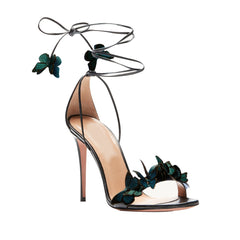 Butterfly Embellished Lace Up High Heel Sandals -