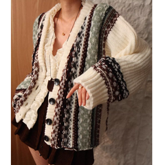 Printed Oversized Knitwear Cardigan