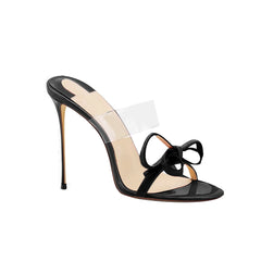 Bow PVC Mules Sandals - 10cm