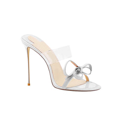 Bow PVC Mules Sandals - 10cm
