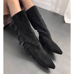 Fringed Knee High Boots
