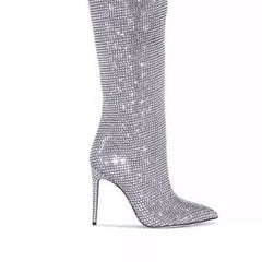 Diamante Stiletto Heel Over The Knee Boots - 11.5c