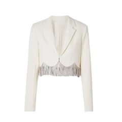 Diamante Fringed Cropped Blazer