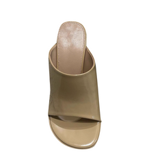 Leather Block Heel Mules Sandals