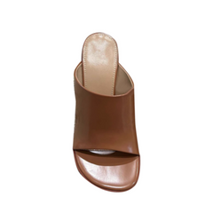 Leather Block Heel Mules Sandals