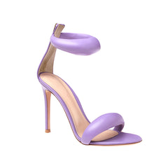 Ankle Strap Leather Stiletto High Heel Sandals - 9