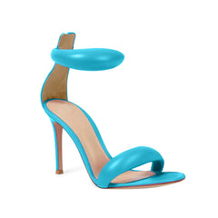 Ankle Strap Leather Stiletto Mid Heel Sandals - 7.