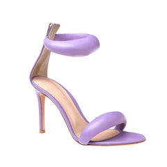 Ankle Strap Leather Stiletto Mid Heel Sandals - 7.