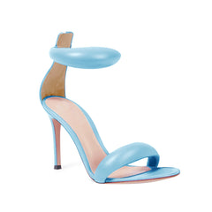 Ankle Strap Leather Stiletto Mid Heel Sandals - 7.
