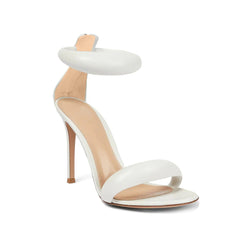 Ankle Strap Leather Stiletto Mid Heel Sandals - 7.