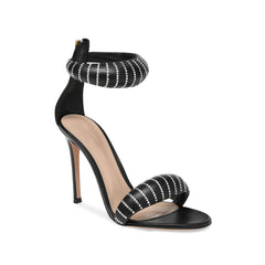 Diamante Ankle Strap Leather Stiletto High Heel Sa