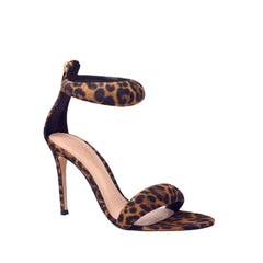 Printed Ankle Strap Stiletto Mid Heel Sandals - 7.