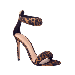 Printed Ankle Strap Stiletto High Heel Sandals - 9