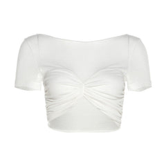 Off-Shoulder See-Through Cropped T-Shirt