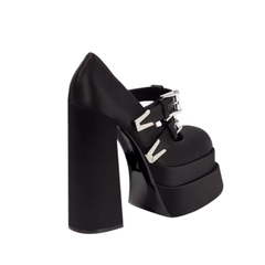Buckled Block Heel Platform Pumps