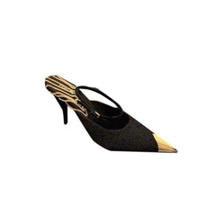 Metal Plated Chain Embellished High Heel Sandals -