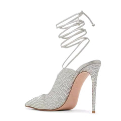 Diamante Lace Up High Heel Sandals