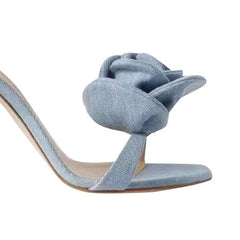 Flower Lace Up High Heel Sandals