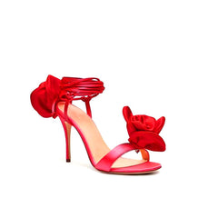 Flower Lace Up High Heel Sandals