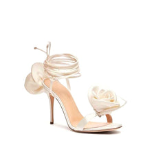 Flower Lace Up High Heel Sandals