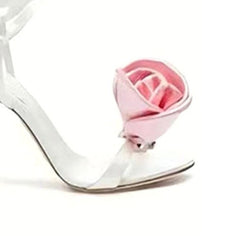Flower Lace Up High Heel Sandals