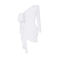 Ruffled Off-Shoulder Evening Dress Gown