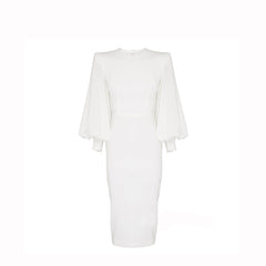 Long Sleeves Midi Evening Dress Gown