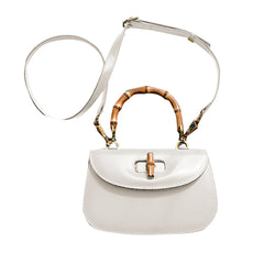 Bamboo Lock Leather Tote Bag - Small