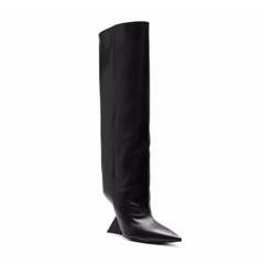 Sculptured Heel Knee High Boots