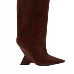 Sculptured Heel Knee High Boots