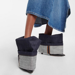 Denim High Heel Ankle Boots