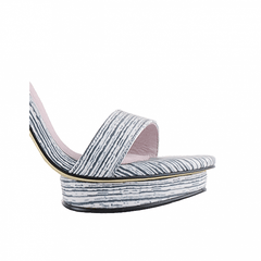 Striped Platform Leather High Heel Sandals - 10cm