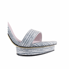 Striped Platform Leather High Heel Sandals - 12cm