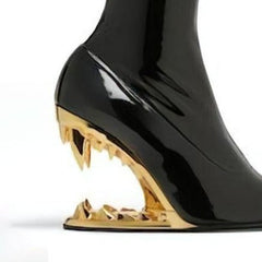Sculptured Wedged Heel Ankle Boots