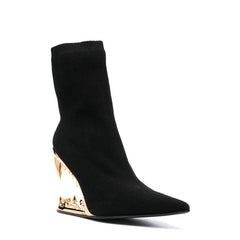 Sculptured Wedged Heel Ankle Boots