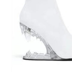 Sculptured Wedged Heel Ankle Boots