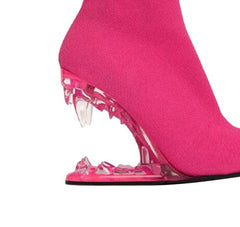 Sculptured Wedged Heel Ankle Boots