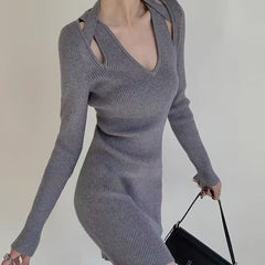 Cut Out Knitwear Mini Dress