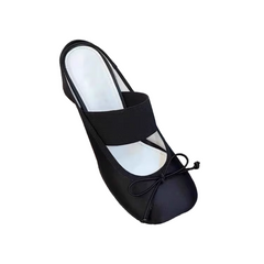 Bow Embellished Block Heel Mules Sandals