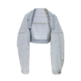 Long Sleeves Denim Copped Top