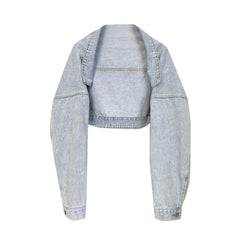 Long Sleeves Denim Copped Top