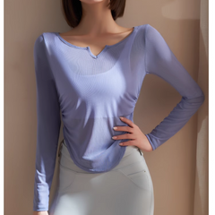 Yoga Pilates Asymmetric Hem Fitted Fitness Top