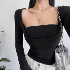 Square Collar Cropped Top